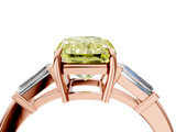 Rose gold Fancy Yellow Radiant  Cut Diamond Ring with Tapered Baguette Side Stones in Four-Prong Setting_7