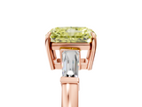 Rose gold Fancy Yellow Radiant  Cut Diamond Ring with Tapered Baguette Side Stones in Four-Prong Setting_8