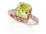 Rose gold Fancy Yellow Radiant Cut Diamond Scalloped Halo Engagement Ring with Round Shared Prong Band_13