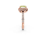 Rose gold Fancy Yellow Radiant Cut Diamond Scalloped Halo Engagement Ring with Round Shared Prong Band_14