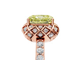 Rose gold Fancy Yellow Radiant Cut Diamond Scalloped Halo Engagement Ring with Round Shared Prong Band_17