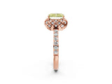 Rose gold Fancy Yellow Radiant Cut Diamond Scalloped Halo Engagement Ring with Round Shared Prong Band_26