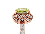 Rose gold Fancy Yellow Radiant Cut Diamond Scalloped Halo Engagement Ring with Round Shared Prong Band_29