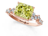 Rose gold Fancy Yellow Radiant Cut Diamond Scattered Round Accent Ring with Prong Setting_13