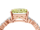 Rose gold Fancy Yellow Radiant Cut Diamond Scattered Round Accent Ring with Prong Setting_16