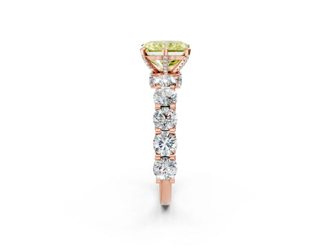 Rose gold Fancy Yellow Radiant Cut Diamond Side Stone Engagement Ring with Four-Prong Setting_26
