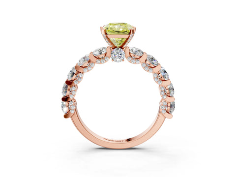 Rose gold Fancy Yellow Radiant Cut Diamond Side Stone Engagement Ring with Four-Prong Setting_27