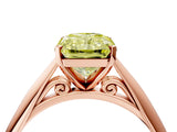 Rose gold Fancy Yellow Radiant Cut Diamond Solitaire Engagement Ring with Cathedral Setting and Four-Prong Mount_136