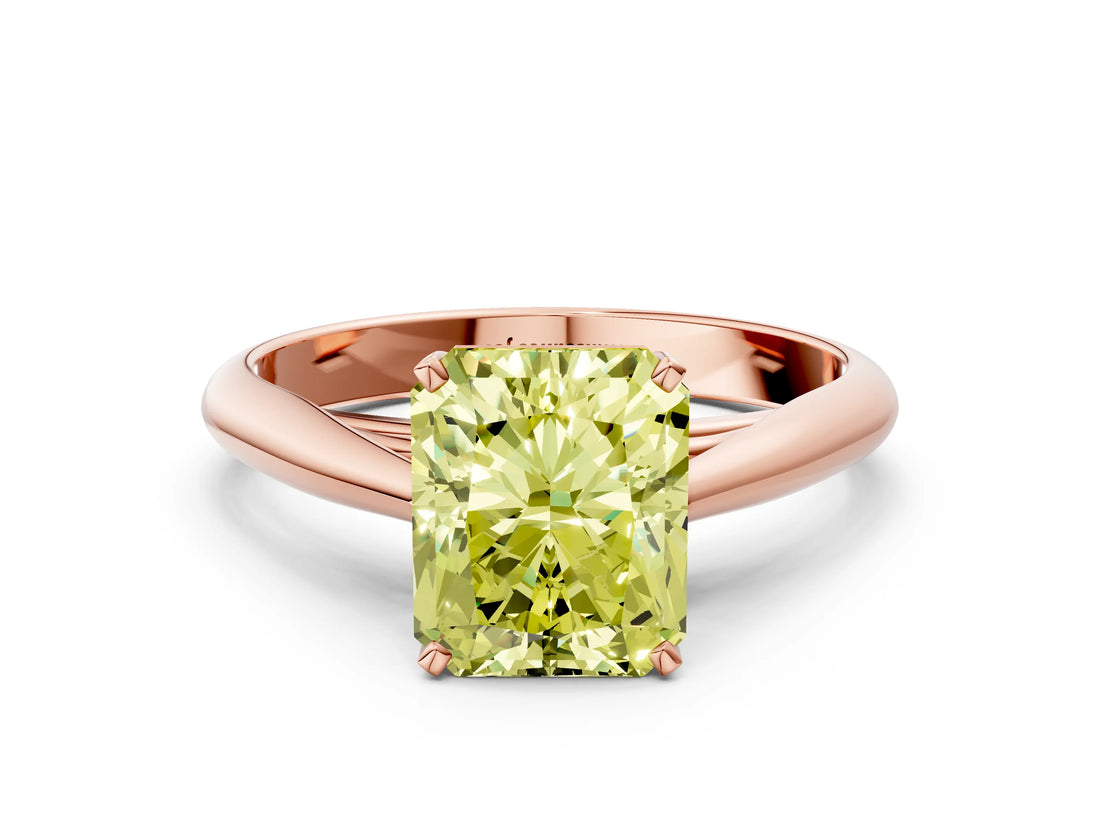 Rose gold Fancy Yellow Radiant Cut Diamond Solitaire Engagement Ring with Cathedral Setting and Four-Prong Mount_30