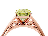 Rose gold Fancy Yellow Radiant Cut Diamond Solitaire Engagement Ring with Cathedral Setting and Four-Prong Mount_82