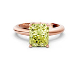 Rose gold Fancy Yellow Radiant Cut Diamond Solitaire Engagement Ring with Round Band and Four-Prong Setting_155
