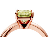 Rose gold Fancy Yellow Radiant Cut Diamond Solitaire Engagement Ring with Round Band and Four-Prong Setting_159