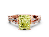 Rose gold Fancy Yellow Radiant Cut Diamond Solitaire Engagement Ring with Twisted Pavé Band and Four-Prong Setting_44