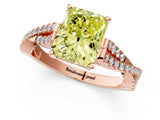 Rose gold Fancy Yellow Radiant Cut Diamond Solitaire Engagement Ring with Twisted Pavé Band and Four-Prong Setting_45