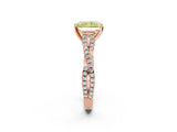 Rose gold Fancy Yellow Radiant Cut Diamond Solitaire Engagement Ring with Twisted Pavé Band and Four-Prong Setting_46