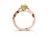 Rose gold Fancy Yellow Radiant Cut Diamond Solitaire Engagement Ring with Twisted Pavé Band and Four-Prong Setting_47