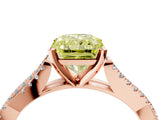 Rose gold Fancy Yellow Radiant Cut Diamond Solitaire Engagement Ring with Twisted Pavé Band and Four-Prong Setting_48