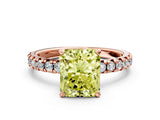 Rose gold Fancy Yellow Radiant Cut Diamond Solitaire Pavé Engagement Ring with Round Band and Prong Setting_73