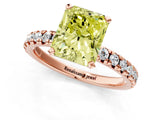 Rose gold Fancy Yellow Radiant Cut Diamond Solitaire Pavé Engagement Ring with Round Band and Prong Setting_74