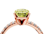 Rose gold Fancy Yellow Radiant Cut Diamond Solitaire Pavé Engagement Ring with Round Band and Prong Setting_77