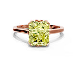 Rose gold Fancy Yellow Radiant Cut Diamond Solitaire Ring with Flower Prong Setting and Classic Band_36