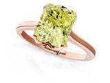 Rose gold Fancy Yellow Radiant Cut Diamond Solitaire Ring with Flower Prong Setting and Classic Band_37