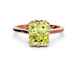Rose gold Fancy Yellow Radiant Cut Diamond Solitaire Ring with Flower Prong Setting and Classic Band_86