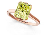 Rose gold Fancy Yellow Radiant Cut Diamond Solitaire Ring with Flower Prong Setting and Classic Band_87