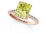Rose gold Fancy Yellow Radiant Cut Diamond Solitaire Ring with Four-Prong Setting and Pavé Band_4