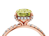 Rose gold Fancy Yellow Radiant Cut Diamond Solitaire Ring with Four-Prong Setting and Pavé Band_7