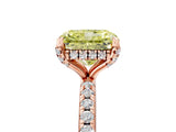 Rose gold Fancy Yellow Radiant Cut Diamond Solitaire Ring with Four-Prong Setting and Pavé Band_8