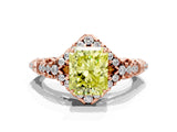 Rose gold Fancy Yellow Radiant Cut Diamond Solitaire Ring with Hidden Halo and Pavé Band_47