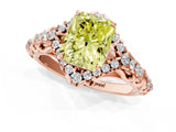 Rose gold Fancy Yellow Radiant Cut Diamond Solitaire Ring with Hidden Halo and Pavé Band_48