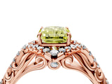 Rose gold Fancy Yellow Radiant Cut Diamond Solitaire Ring with Hidden Halo and Pavé Band_51