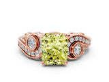 Rose gold Fancy Yellow Radiant Cut Diamond Solitaire Ring with Milgrain Pavé Band and Four-Prong Setting_162