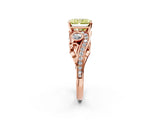 Rose gold Fancy Yellow Radiant Cut Diamond Solitaire Ring with Milgrain Pavé Band and Four-Prong Setting_164