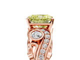 Rose gold Fancy Yellow Radiant Cut Diamond Solitaire Ring with Milgrain Pavé Band and Four-Prong Setting_167