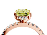 Rose gold Fancy Yellow Radiant Cut Diamond Solitaire Ring with Pavé Band and Four-Prong Setting_48