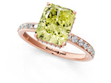 Rose gold Fancy Yellow Radiant Cut Diamond Solitaire Ring with Pavé Band and Hidden Halo_16