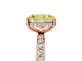 Rose gold Fancy Yellow Radiant Cut Diamond Solitaire Ring with Pavé Band and Hidden Halo_20
