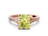 Rose gold Fancy Yellow Radiant Cut Diamond Solitaire Ring with Pavé Band and Prong Setting_12