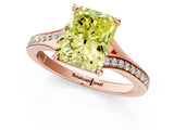 Rose gold Fancy Yellow Radiant Cut Diamond Solitaire Ring with Pavé Band and Prong Setting_13