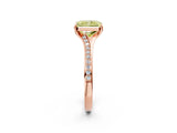 Rose gold Fancy Yellow Radiant Cut Diamond Solitaire Ring with Pavé Band and Prong Setting_14