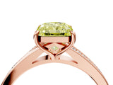 Rose gold Fancy Yellow Radiant Cut Diamond Solitaire Ring with Pavé Band and Prong Setting_16