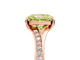 Rose gold Fancy Yellow Radiant Cut Diamond Solitaire Ring with Pavé Band and Prong Setting_17