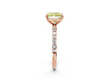Rose gold Fancy Yellow Radiant Cut Diamond Solitaire Ring with Pave Band and Four Prong Setting_92