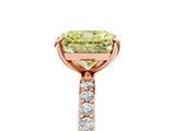 Rose gold Fancy Yellow Radiant Cut Diamond Solitaire Ring with Pave Band and Four Prong Setting_95
