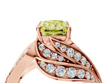 Rose gold Fancy Yellow Radiant Cut Diamond Solitaire Ring with Prong Setting and Twisted Pavé Band_4
