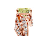 Rose gold Fancy Yellow Radiant Cut Diamond Solitaire Ring with Prong Setting and Twisted Pavé Band_5