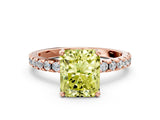 Rose gold Fancy Yellow Radiant Cut Diamond Solitaire Ring with Round  Pavé Band and Four-Prong Setting_48